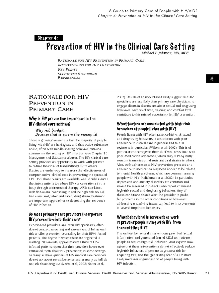 Prevention of HIV in The Clinical Care Setting: R HIV P P C | PDF | Hiv ...