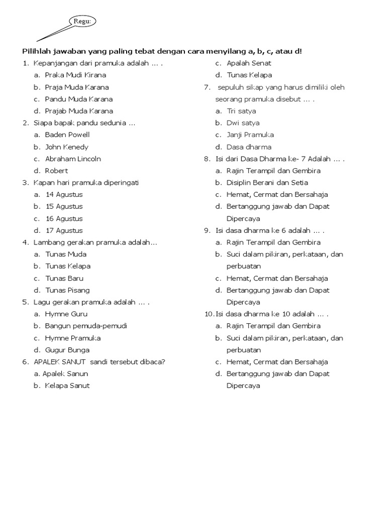 Kepanjangan Dari Pramuka Adalah PDF