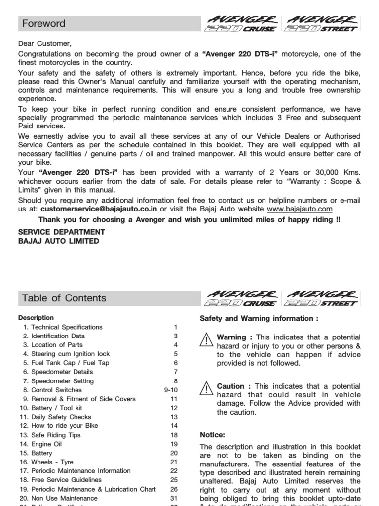 BAJAJ AVENGER 220 MANUAL PDF intelligence overview
