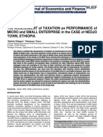 The ASSESSMENT of TAXATION On PERFORMANCE of MICRO and SMALL ENTERPRISE in The CASE of NEDJO TOWN, ETHIOPIA