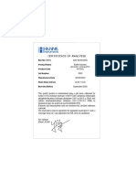 Buffer Solution Certificate of Analysis pH 10.01