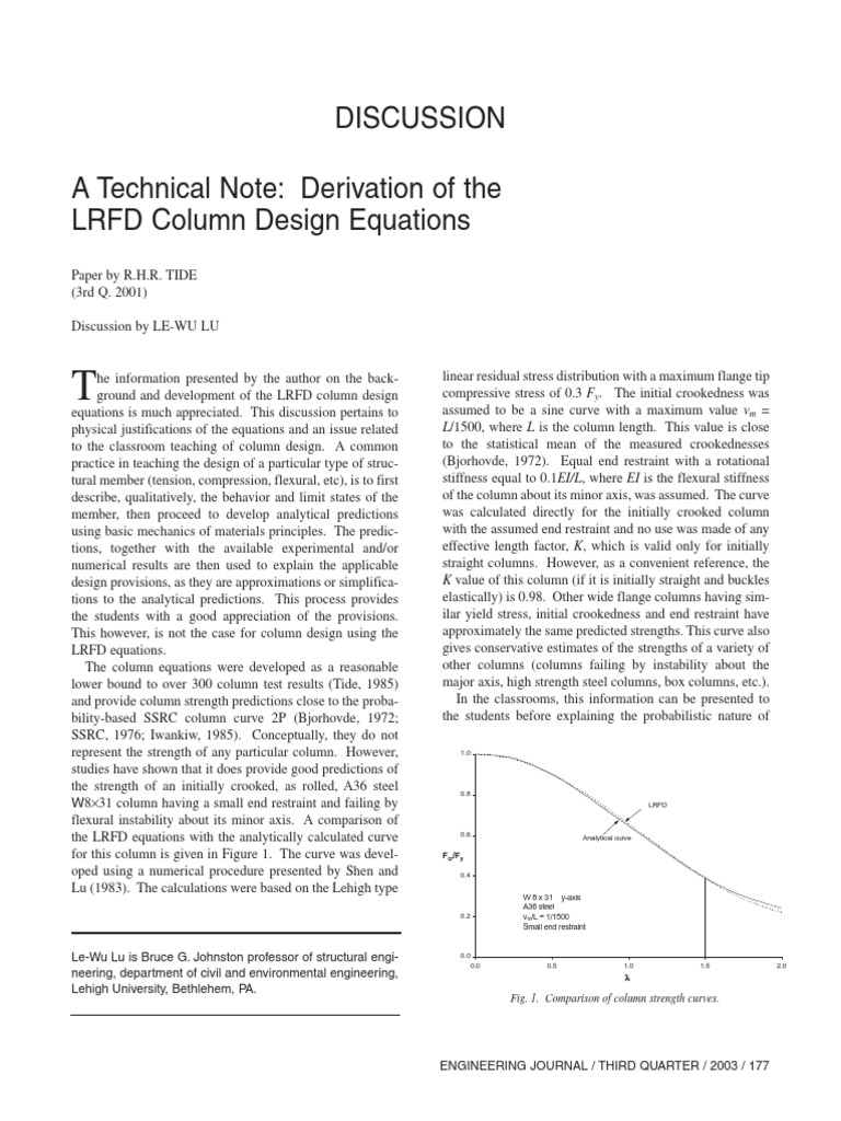 LRFD Column Design Equations Explained | PDF | Buckling | Mechanical ...