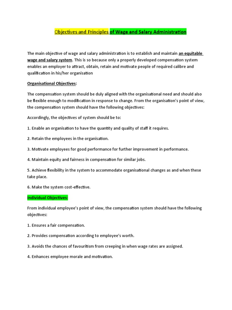 Wage and Salary Administration Goals | PDF | Adulthood | Employment
