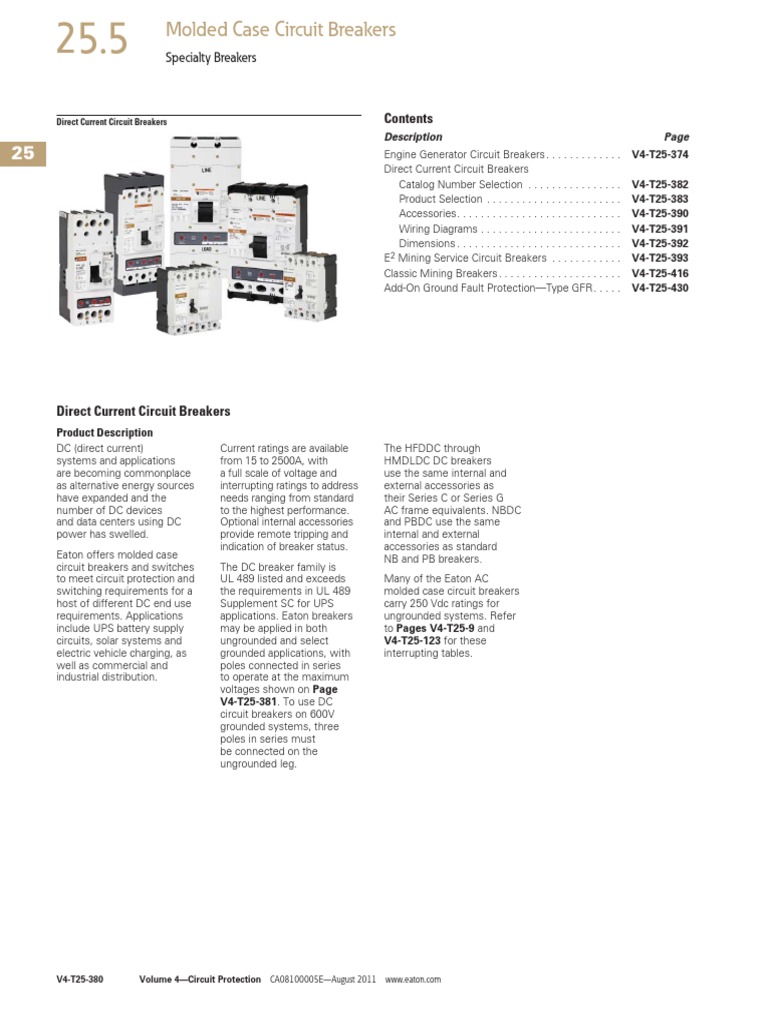 Molded Case Circuit Breakers | PDF | Direct Current | Electrical ...