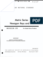 ASME B18.3.2M-1979 Metric Series Hexagon Keys and Bits