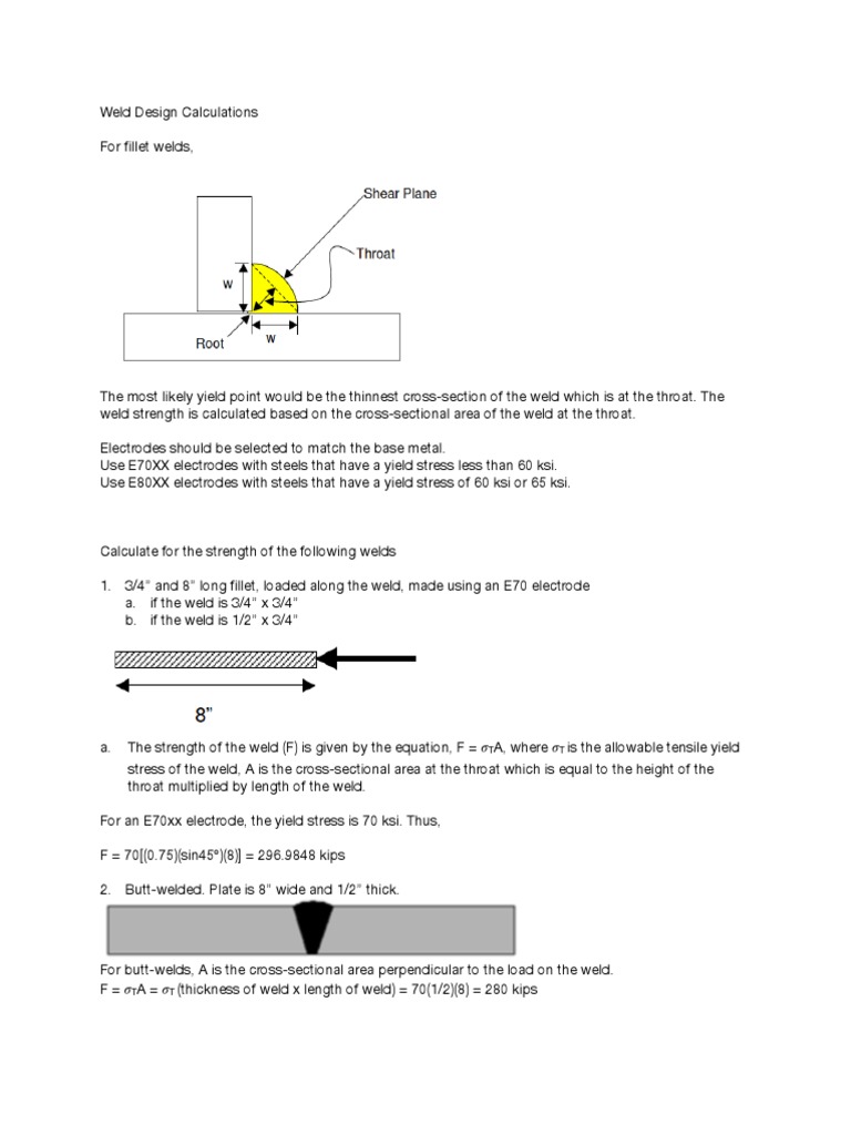 Fillet Weld Strength Calculations | PDF | Strength Of Materials | Welding