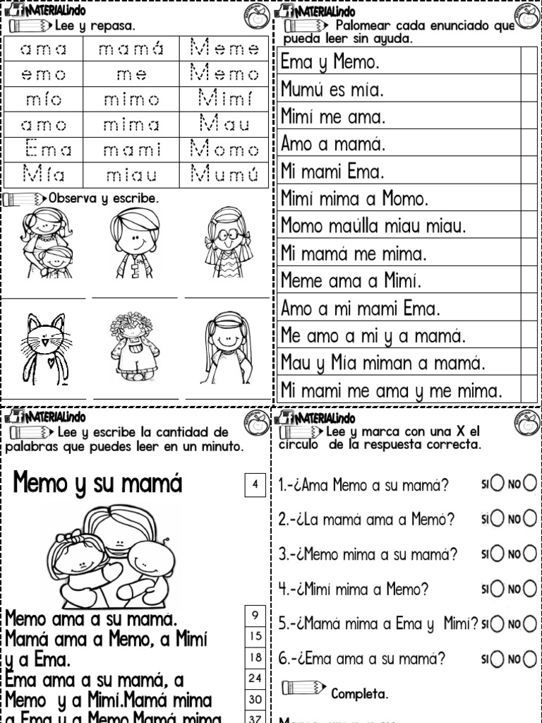 Oraciones con la letra M para niños | PDF
