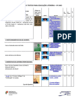 LISTA DE OBRAS E TEXTOS PARA EDUCAÇÃO LITERÁRIA 9º ano