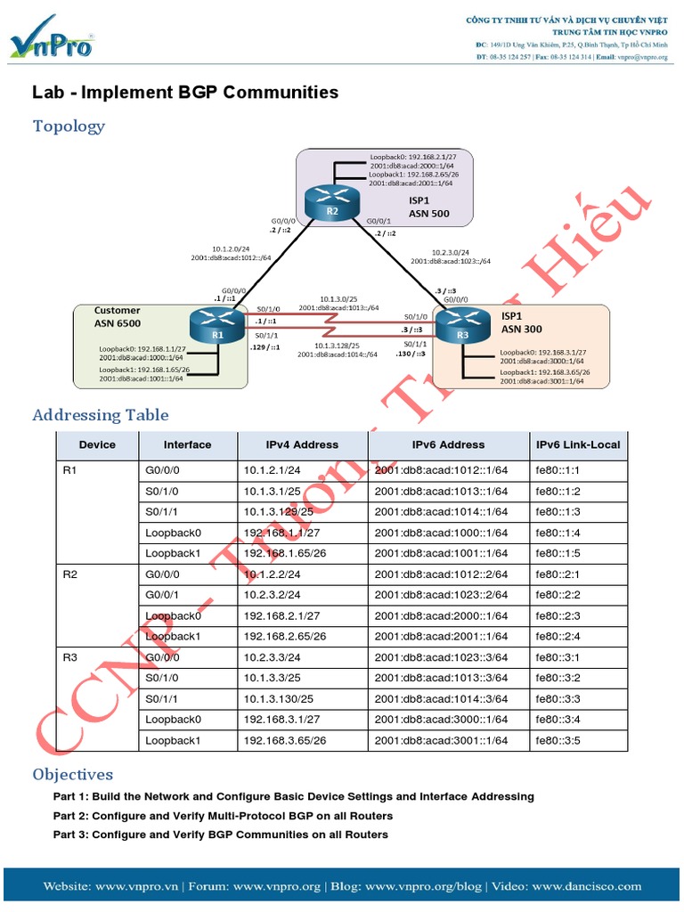 13.1.2 Lab - Implement BGP Communities PDF | PDF | I Pv6 | Ip Address