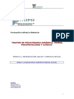 MASTER EN PSICOTERAPIA DINAMICA. TEORIA, PSICOPATOLOGA Y CLINICA. Tema I. Salud y Contexto Social Actual