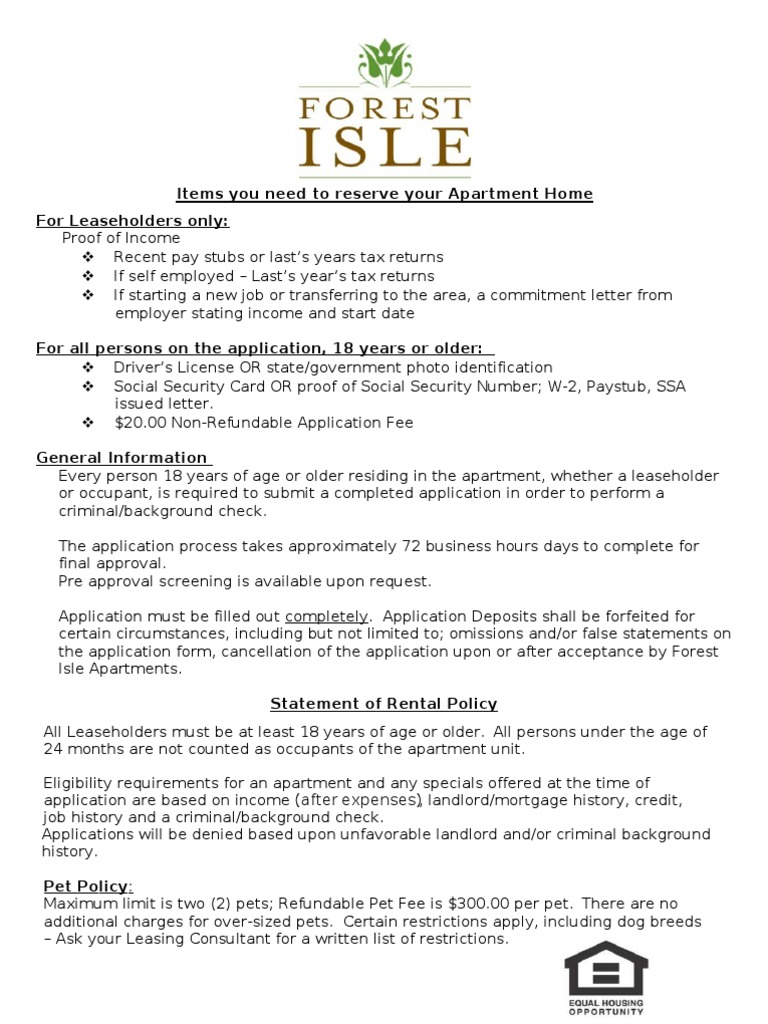 Items You Need To Reserve Your Apartment Home For Leaseholders Only