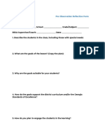 Pre-Observation Reflection Form