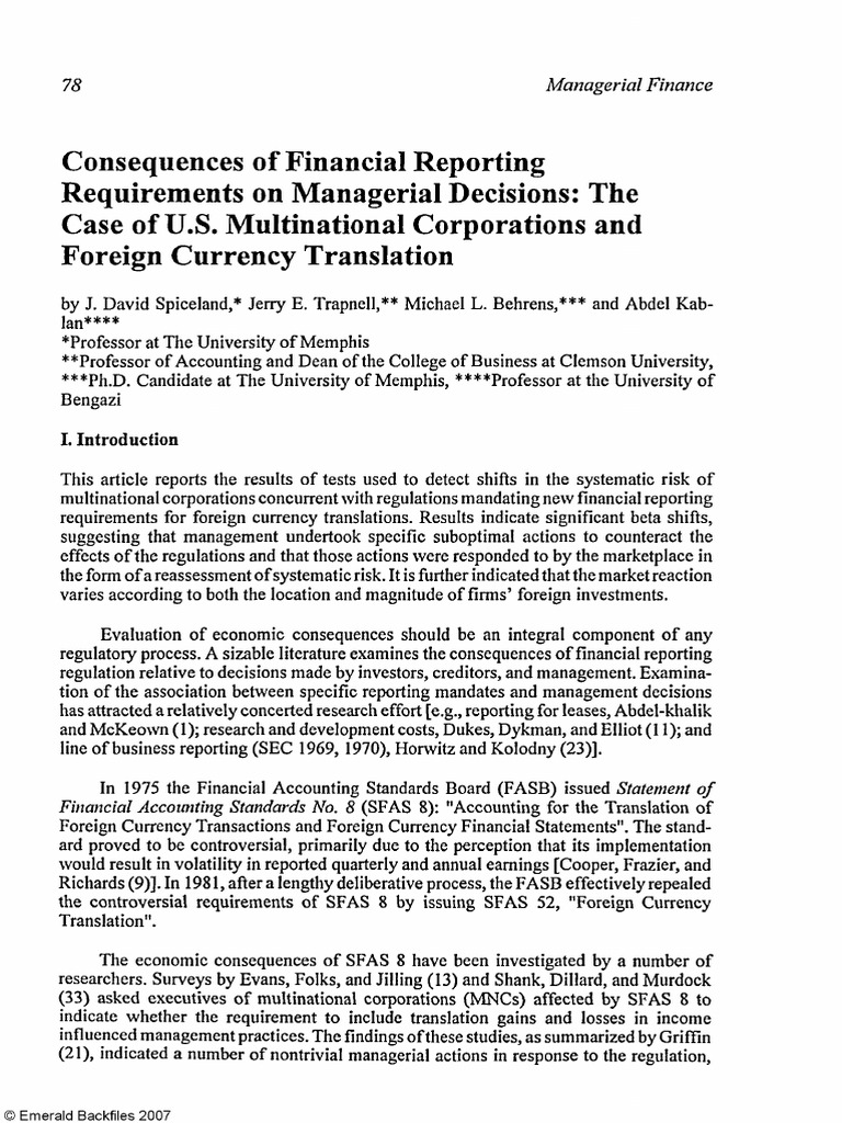 Spiceland 1995 PDF Beta (Finance) Multinational Corporation