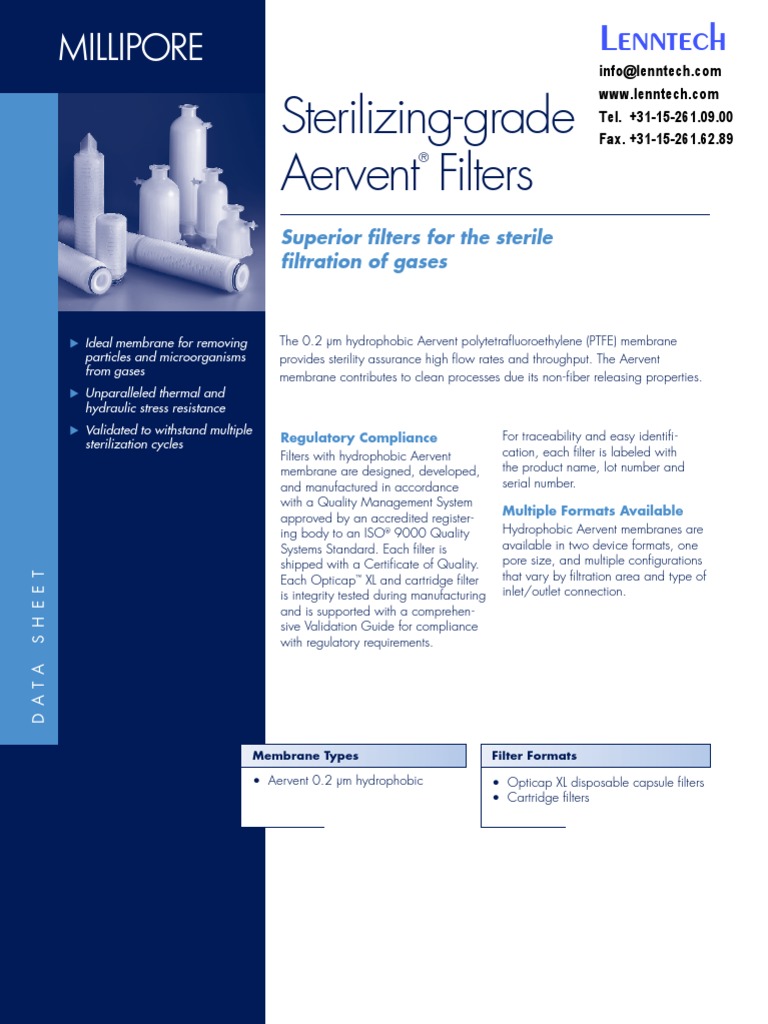 Aervent Sterilizing Grade Filters C PDF PDF Filtration