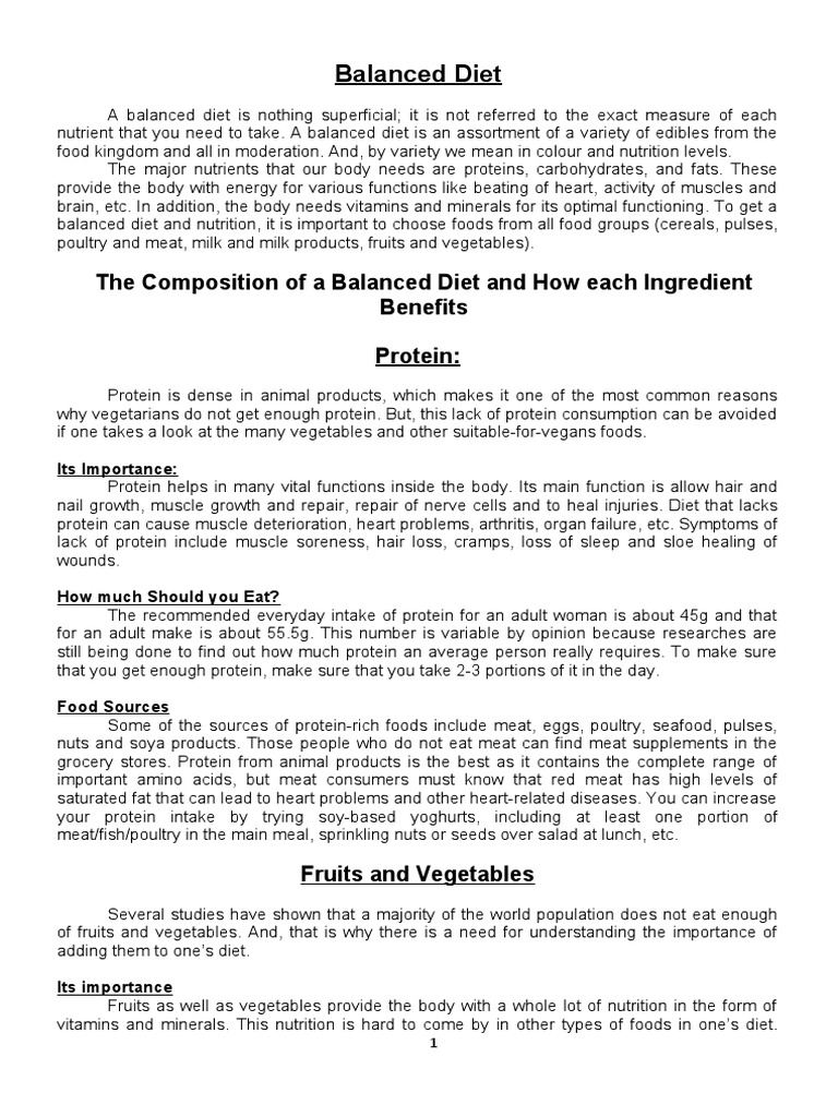 Understanding a Balanced Diet | PDF | Healthy Diet | Whole Grain