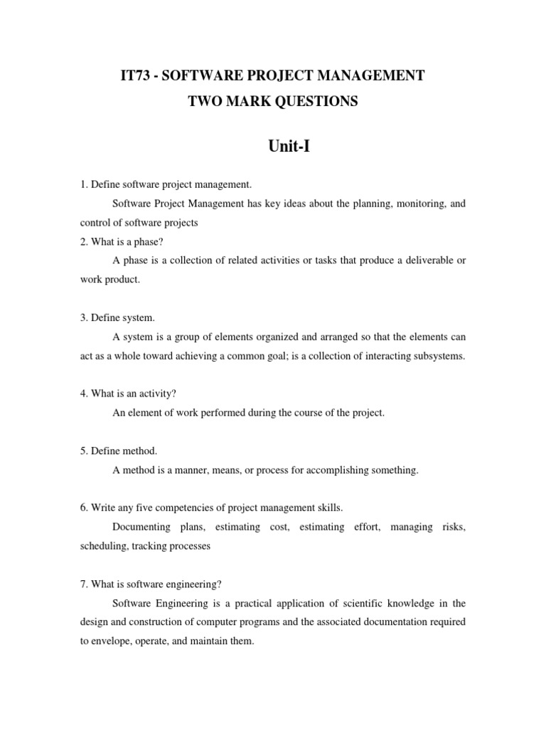 IT73 Project Management Exam Guide | PDF | Project Management | Computing