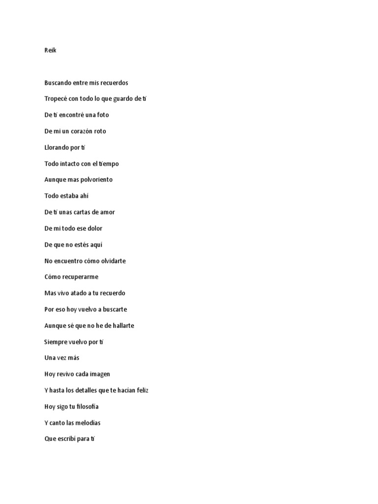 Letras de Reik: Amor y Recuerdos | PDF | Amor | Entretenimiento (general)