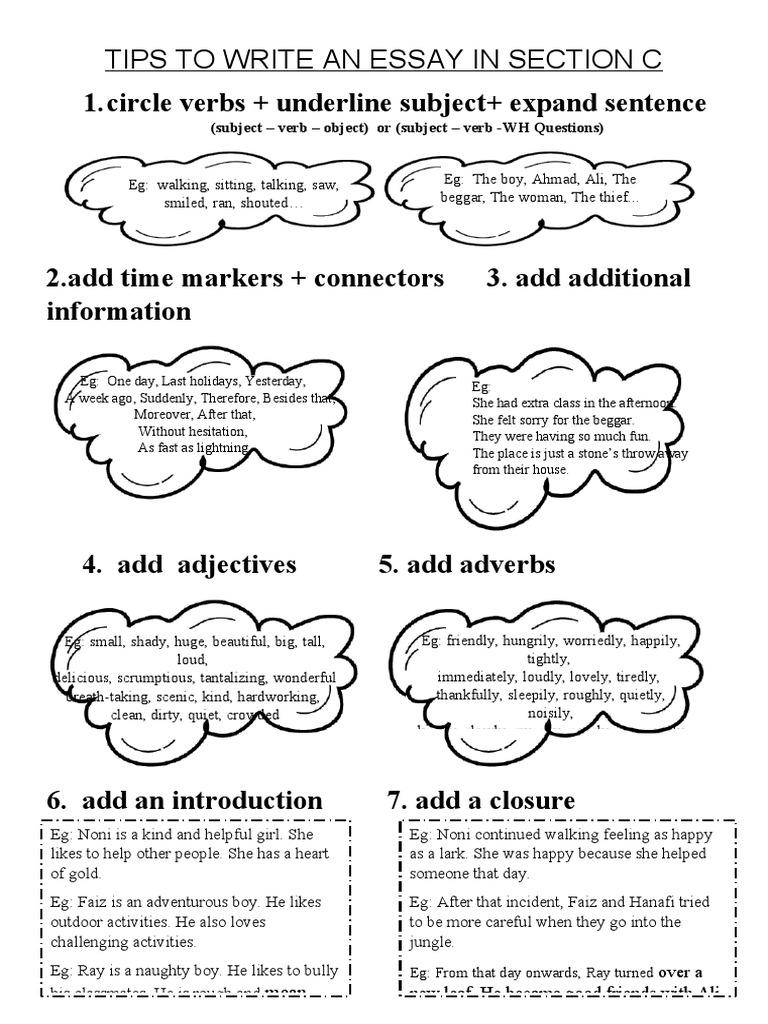 Tips To Write An Essay in Section C: 1.circle Verbs + Underline ...