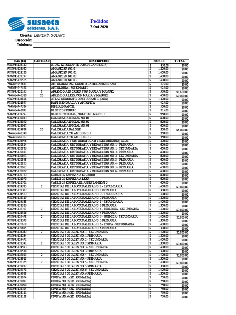 Susaeta Precios-Cotizaciones-Pedidos 11OCT | PDF, image size:768x1024