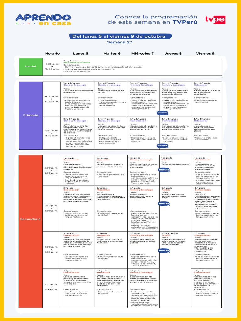 Horario y Programacion TV PDF | PDF | Universo | Biodiversidad