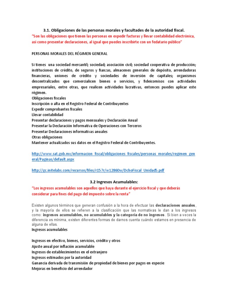 Obligaciones Fiscales de Personas Morales | PDF | Impuesto sobre la ...