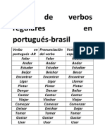 Lista de Verbos Regulares en Portugués