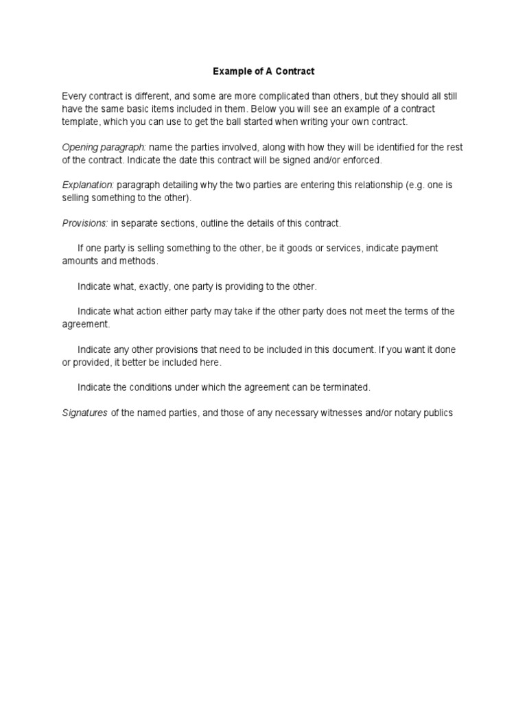 Contract Template Example Guide | PDF