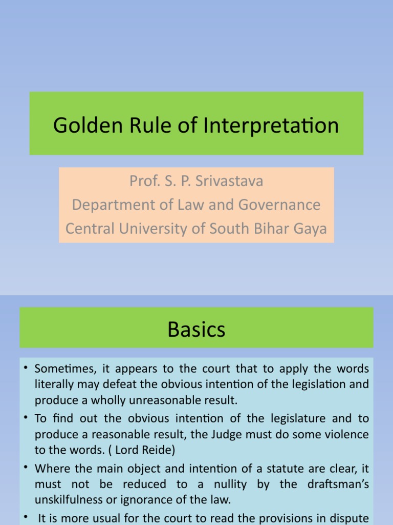 Golden Rule of Statutory Interpretation | PDF | Public Law | Common Law