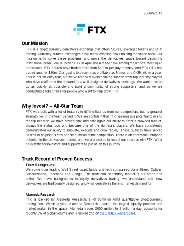 FTX: Revolutionizing Crypto Derivatives | PDF | Futures Contract ...