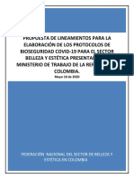 Propuesta de Lineamientos para La Elaboración de Protocolos Bioseguridad Covid 19 Sector Belleza Estetica PDF
