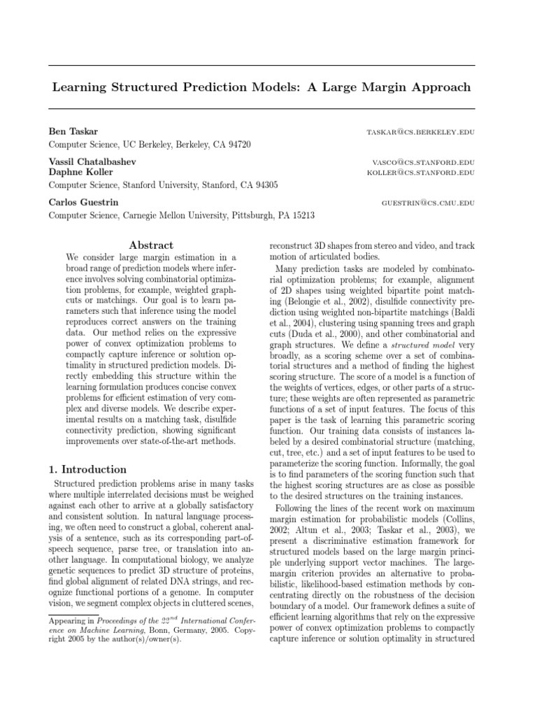 Learning Structured Prediction Models: A Large Margin Approach ...