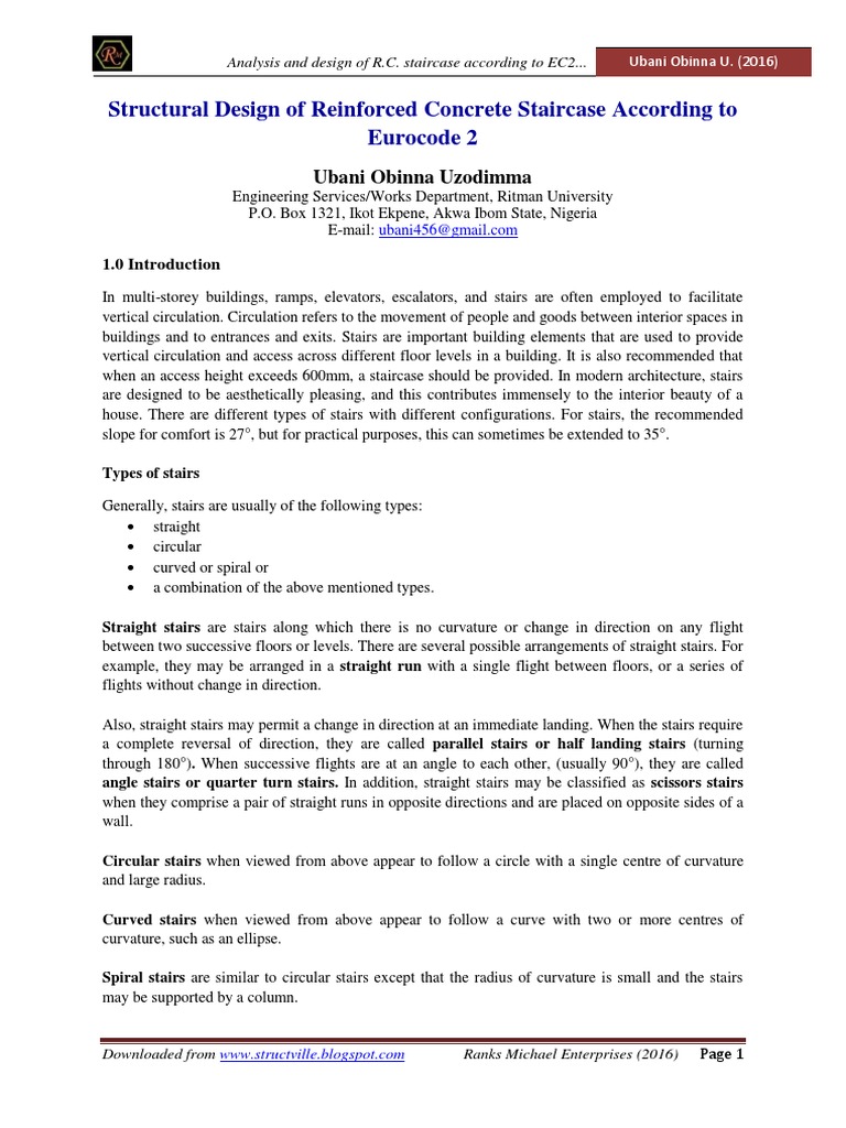 Structural Design of Staircase According To Eurocode2 | PDF | Stairs ...