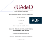 Ensayo - Tecnica Grupal Factores A Considerar para Su Uso