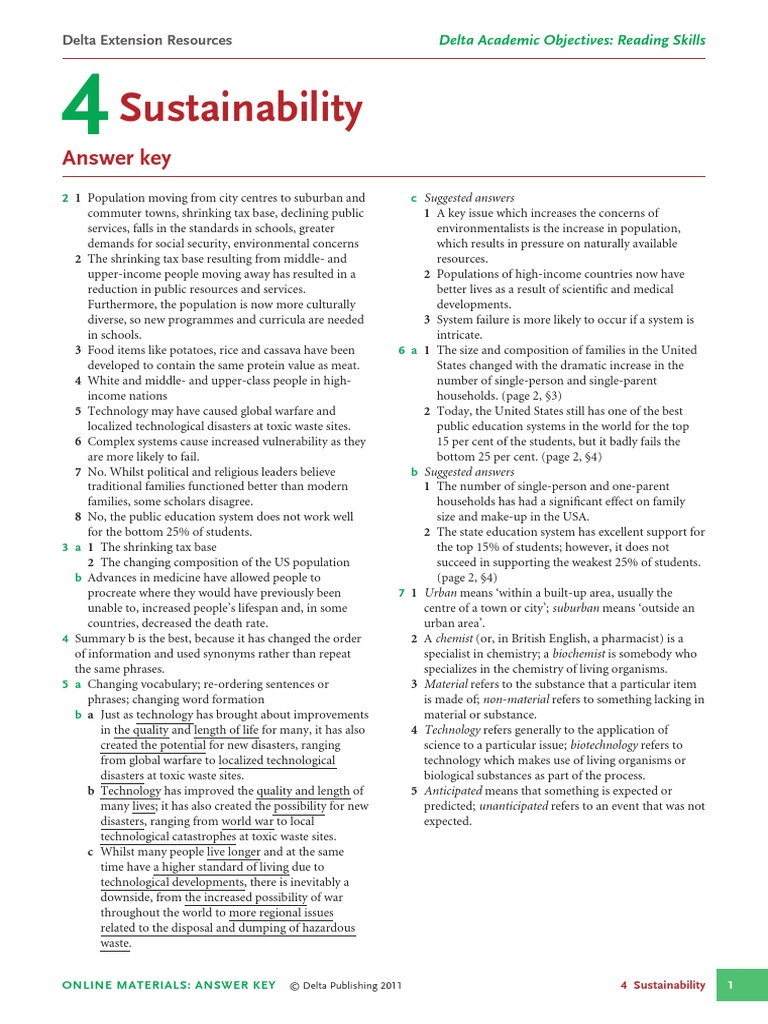 Sustainability: Answer Key | PDF | Sustainability | Chemistry