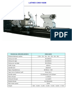 CW61160M Lathe Technical Specifications