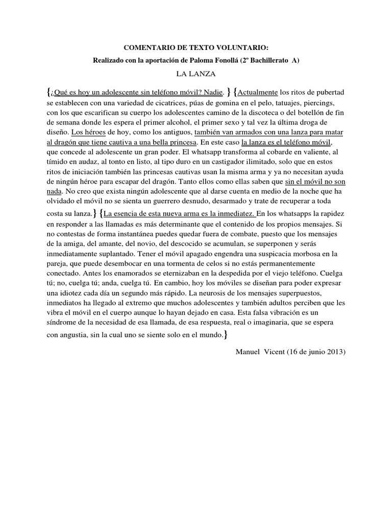 201415 La Lanza Manuel Vicent PDF PDF Telefonía móvil Autor