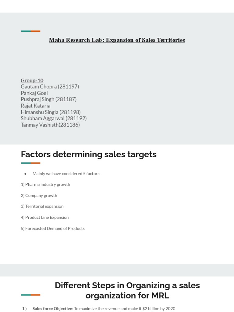 Maha Research Lab - Expansion of Sales Territories | PDF | Sales | Expert