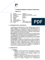 Silabo de Acondicionamiento Urbano Territorial: 1. Datos Informativos