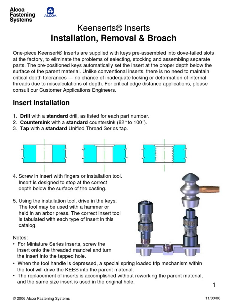 KEENSERT Installation Guide PDF  PDF  Industrial Processes  Machines