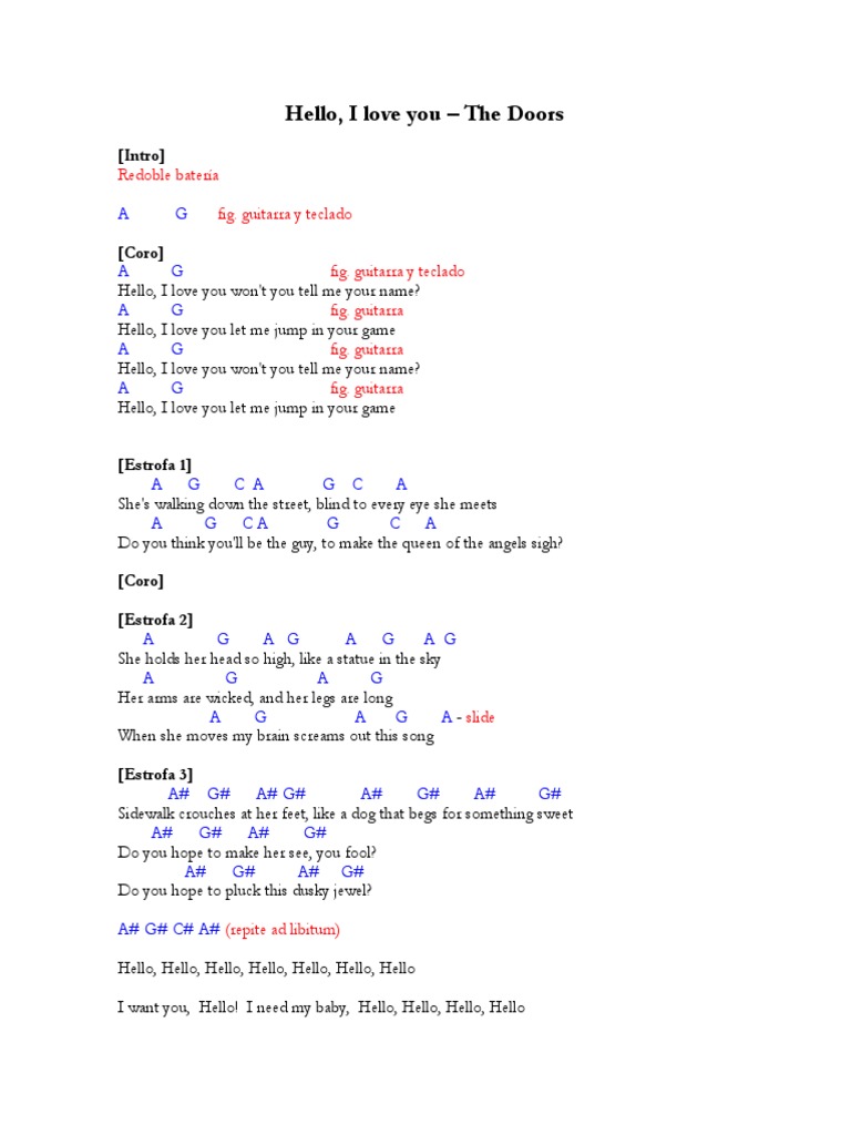 Hello, I Love YouThe Doors PDF