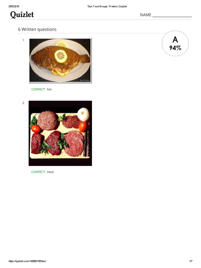 Test Food Groups Protein Quizlet PDF Hamburgers Eating