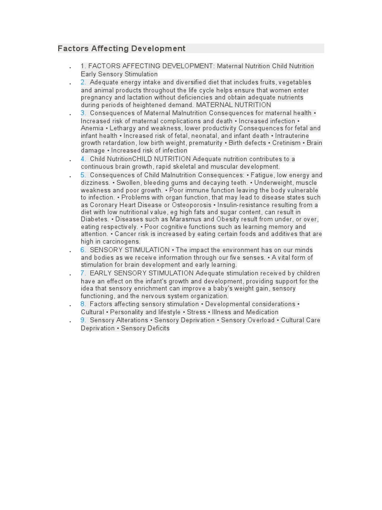Maternal and Child Nutrition Factors | PDF | Maternal Health | Malnutrition