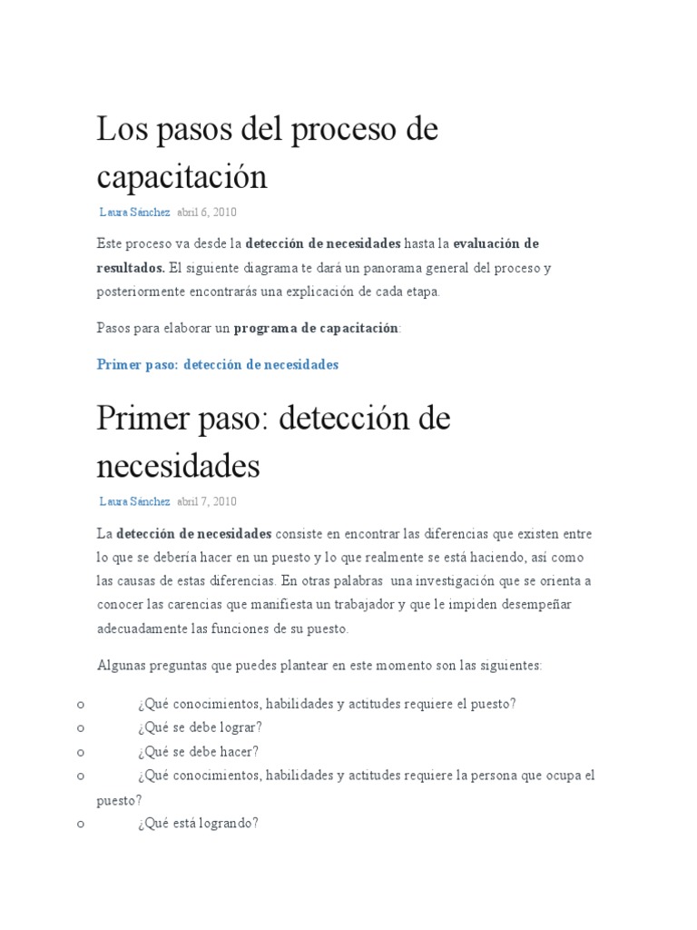 Los Pasos Del Proceso de Capacitación | PDF | Evaluación | Comportamiento