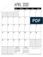 April 2020 Calendar PDF