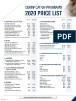 2020 Price List: Certification Programs