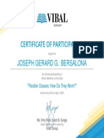 Certificate of Participation: Joseph Gerard G. Bersalona