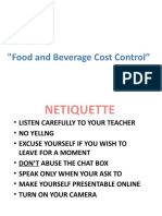 Food and Beverage Cost Control