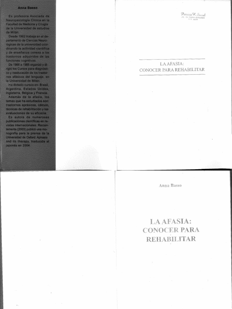 La Afasia - Conocer para Rehabilitar - Anna Basso PDF | PDF