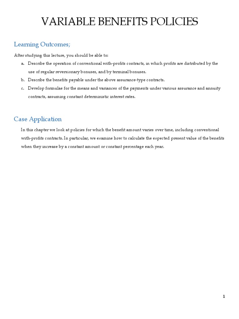 Variable Benefits Policies Explained | PDF