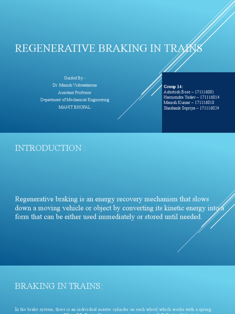 Regenerative Braking in Trains Minor PDF Brake